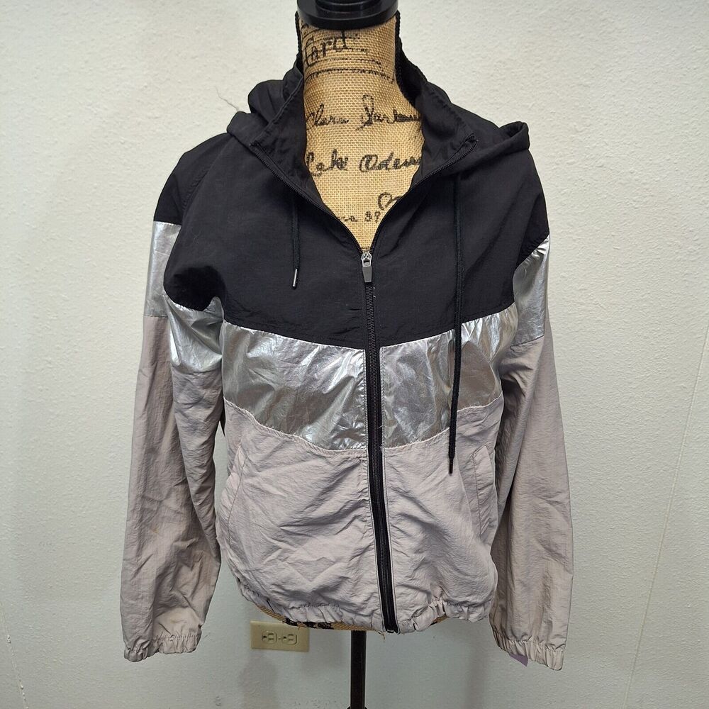 Ashley Sunrise Collection Full Zip Jacket Gray Silver Hooded Women's Size L